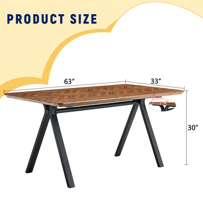 Herringbone Pattern Dining Table A Perfect Match For Modern Minimalist And Industrial Home Styles - Walnut