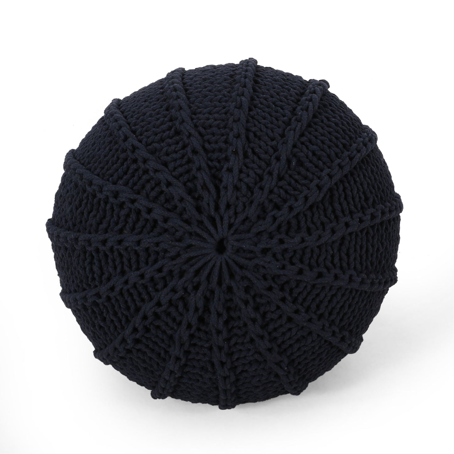 Bordeaux - Knitted Cotton Round Pouf Ottoman And Floor Cushion