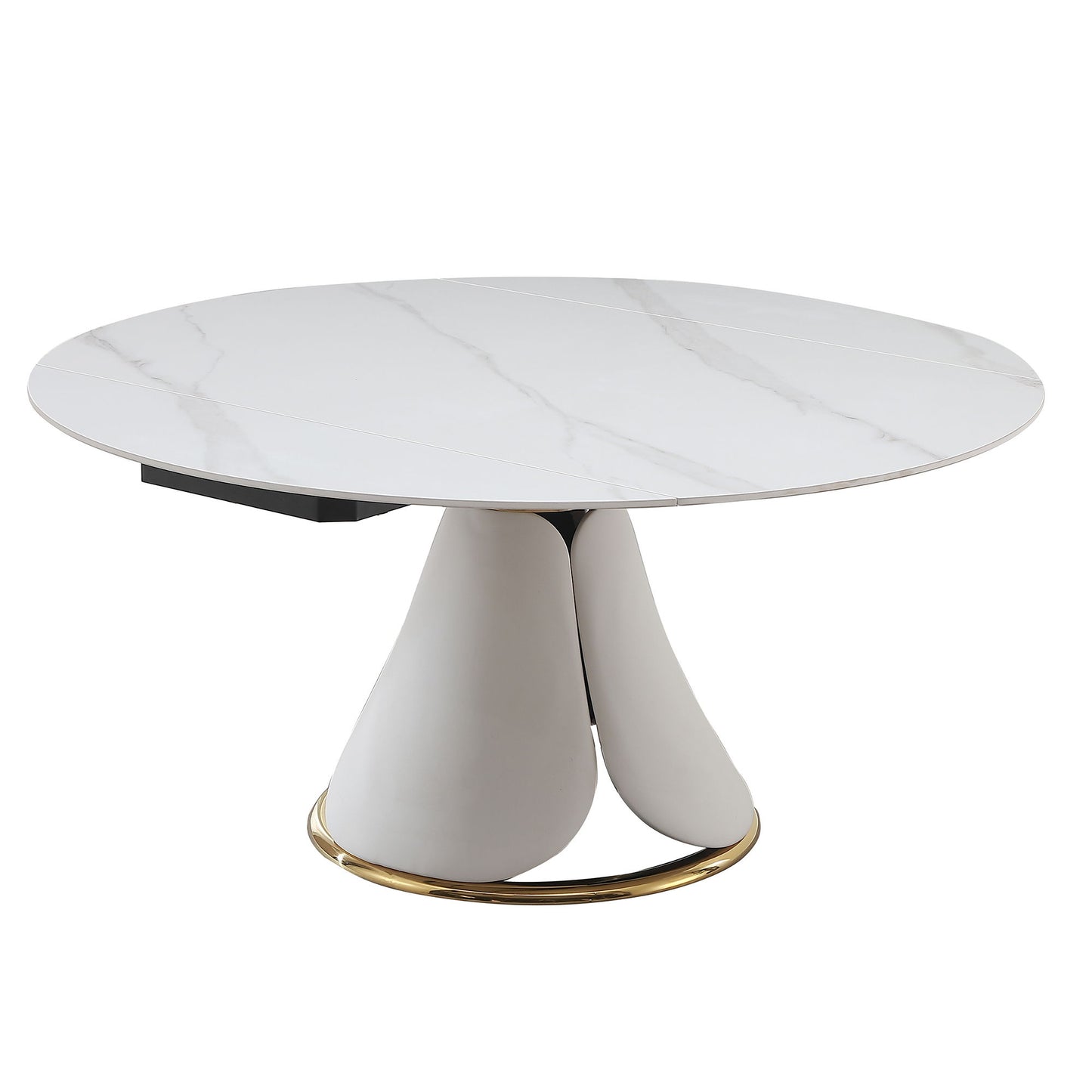 Fashion Modern Sintered Stone Dining Table With Multi Functional Retractable Design - White