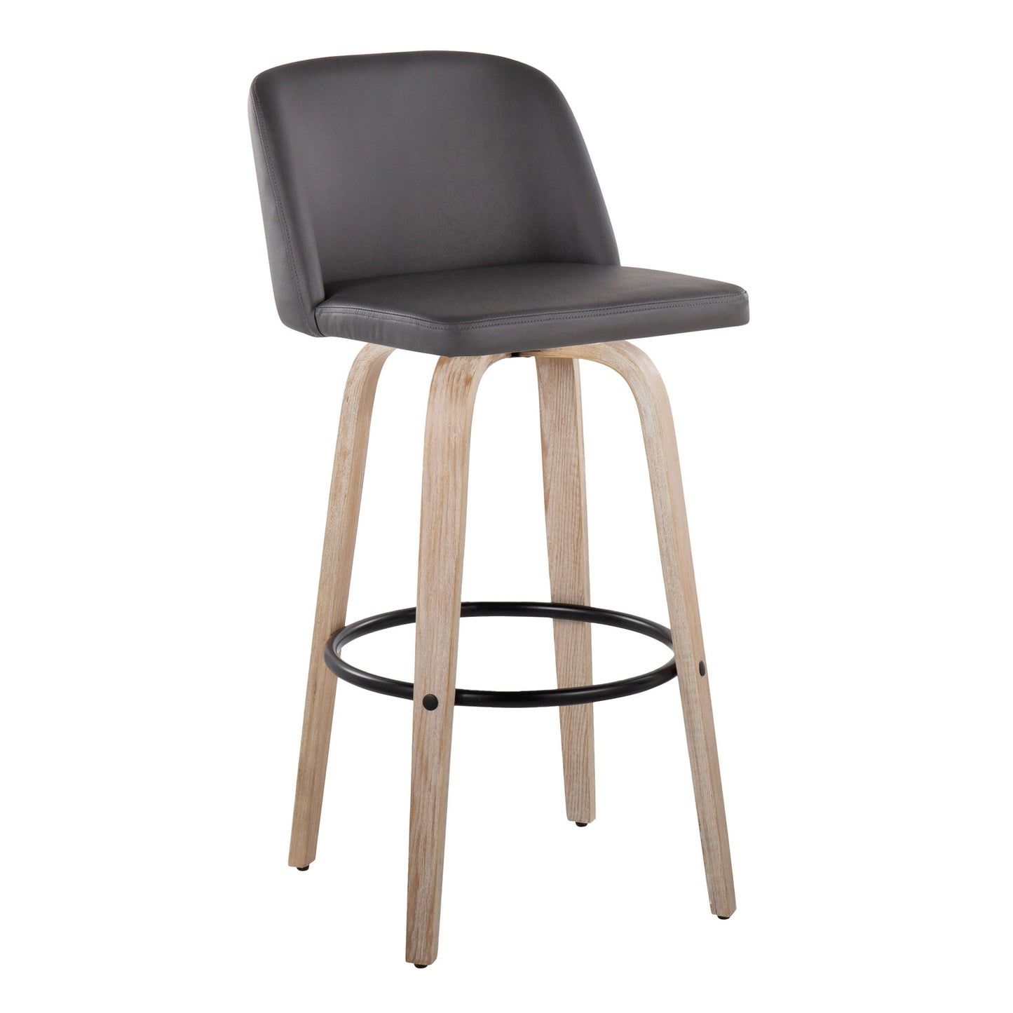 Toriano - Fixed Height Contemporary Barstool With Swivel With Round Footrest (Set of 2)
