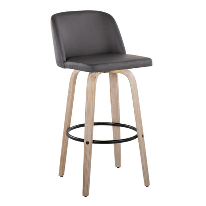Toriano - Fixed Height Contemporary Barstool With Swivel With Round Footrest (Set of 2)