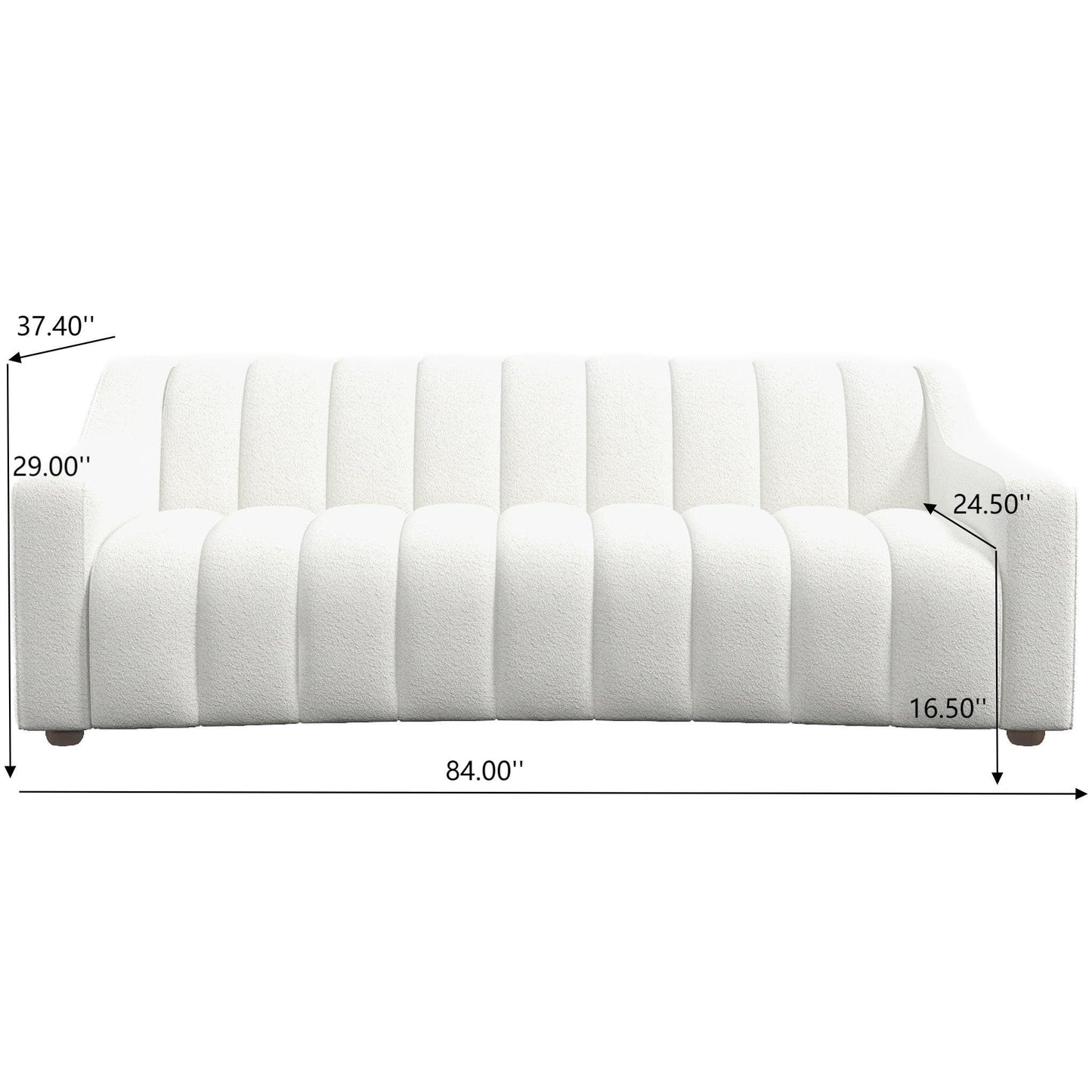 Marcus - Luxury Tight Back Boucle Couch - Cream / Creamy White / Ivory