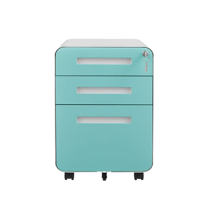 3 Drawer Mobile File Cabinet Under Desk Office, Simple Style Versatile Storage Cabinet For Legal / Letter / A4 Files, 5 Wheel Design Anti-Tilting Cold Rolled Steel Waterproof Moisture-Proof