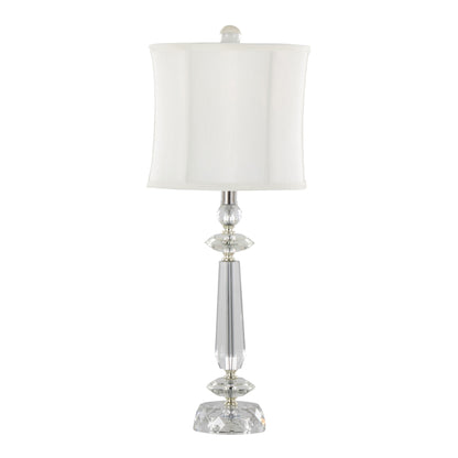 Karat - Contemporary Crystal Table Lamp (Set of 2) - Clear Crystal / Chrome / White Softback