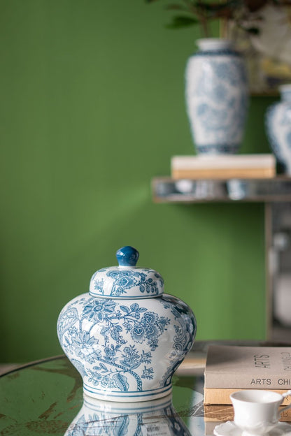 Round Table With Elegant Foral Design And Mirrored