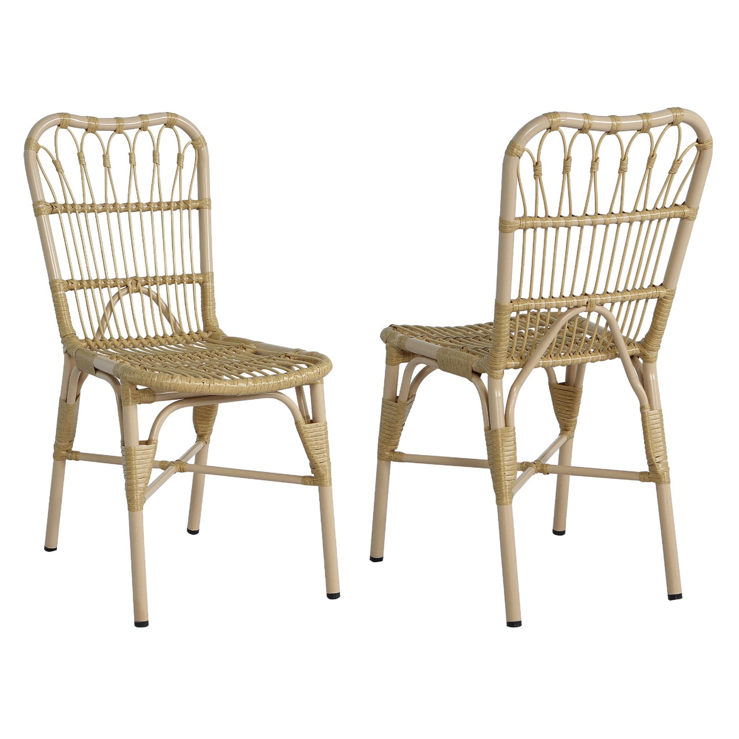 Outdoor Wicker Patio Dining Chairs Set With Durable Frame And Rattan Weave