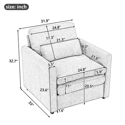 Cozy Upholstered Plush Cushion Armchair For Living Room