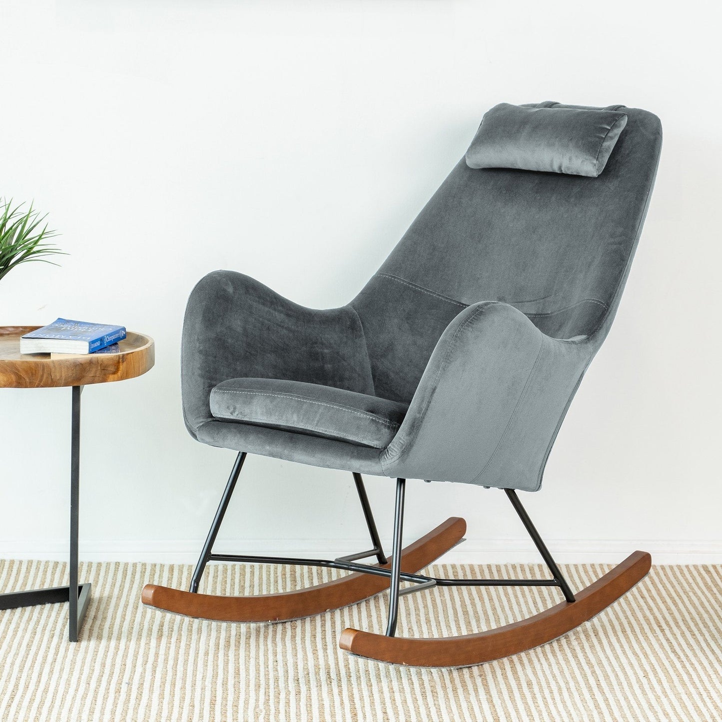 Hannah - Mid-Century Modern Rocking Chair - Gray