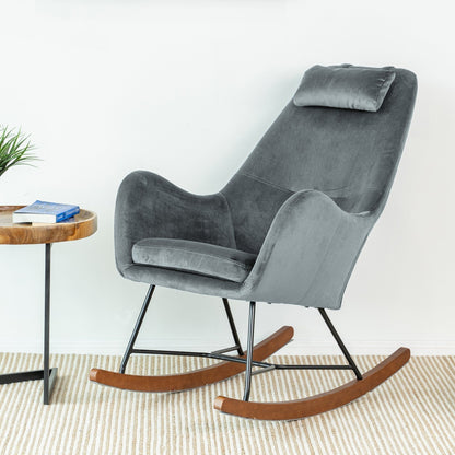 Hannah - Mid-Century Modern Rocking Chair - Gray