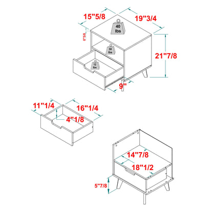 Modern 1 Drawer Nightstand With Open Cubby