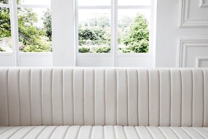 Contemporary Vertical Channel Tufted Velvet Sectional Sofa For Living Room With 4 Pillows