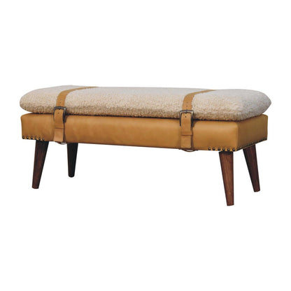 Boucle Leather Bench - Tan