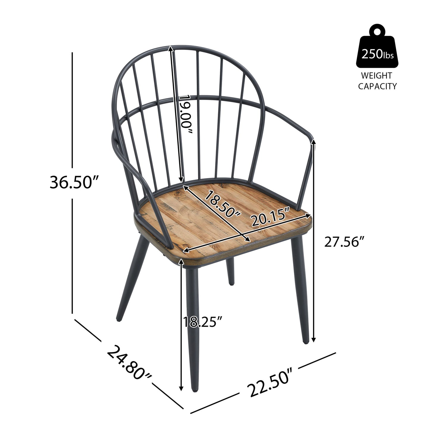Contemporary Indoor Dining Set With Metal Legs, Birch, And Metal - Black / Natural