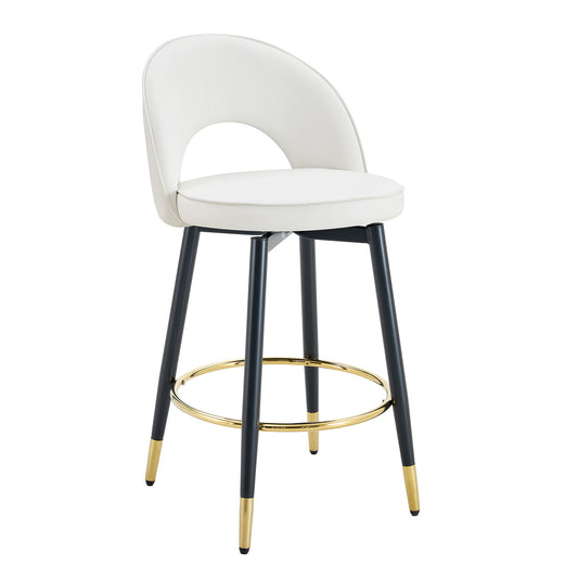 Upholstered Rotatable Bar Chair With Metal Legs For Dining Room