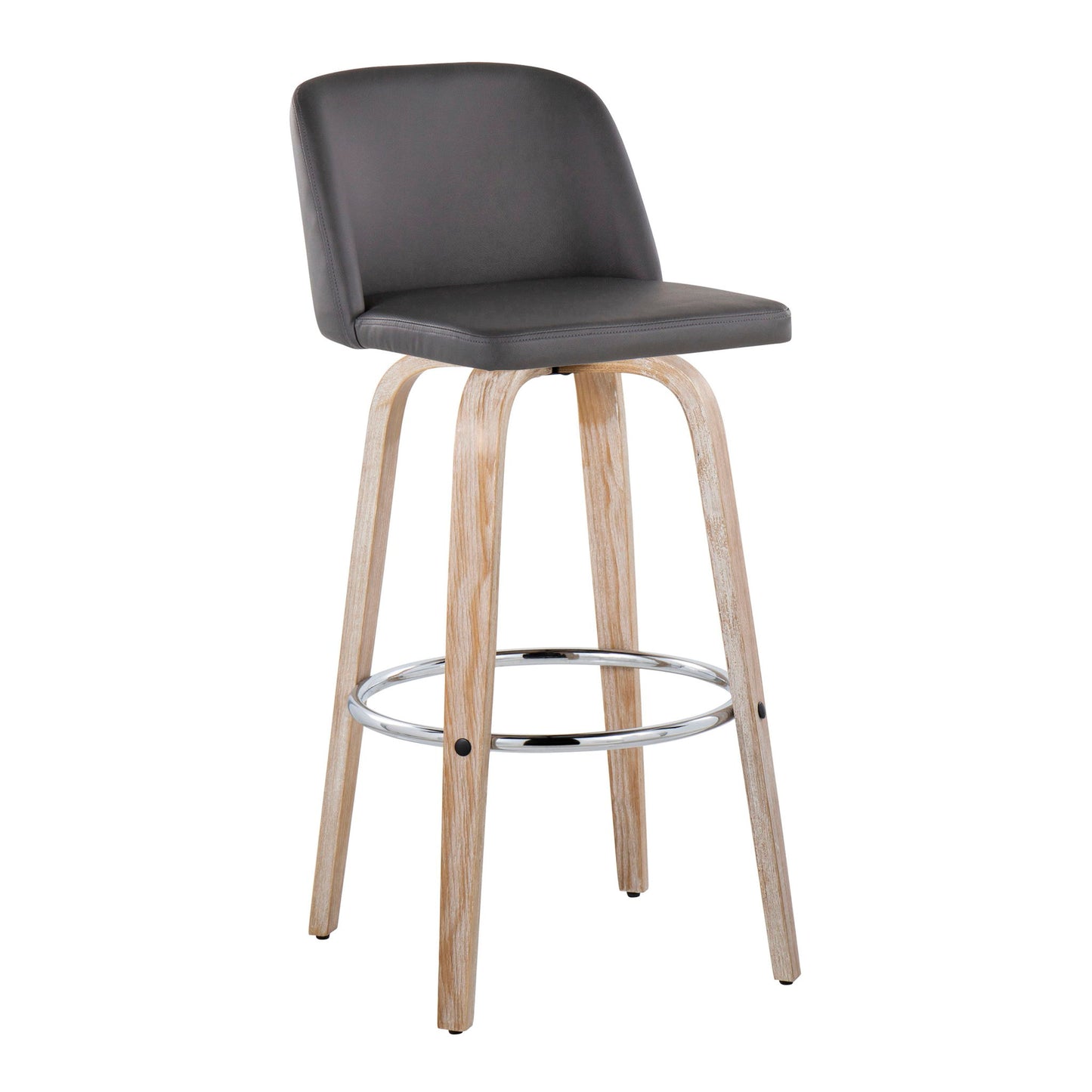 Toriano - Contemporary Fixed Height Barstool With Swivel & Round Footrest (Set of 2)