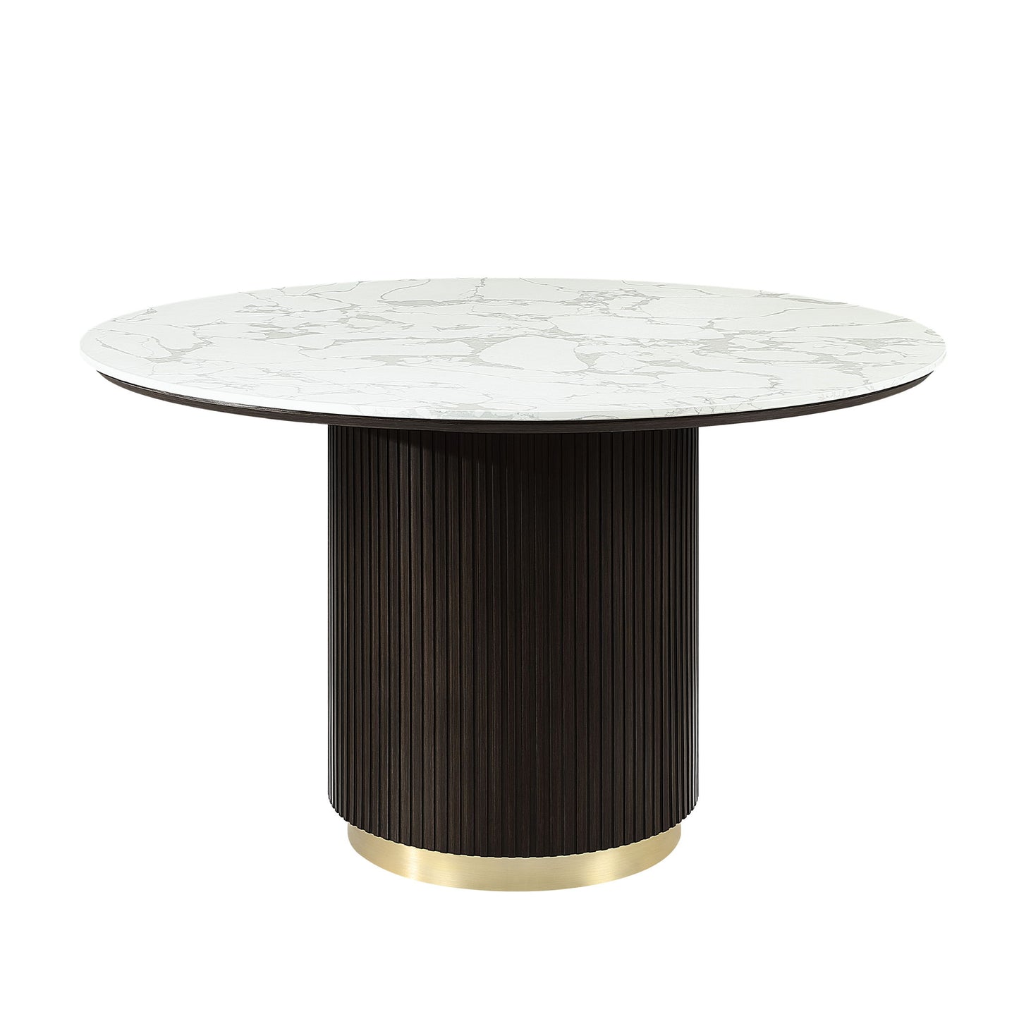 Clayten - Around Dining Table - Marble / Espresso