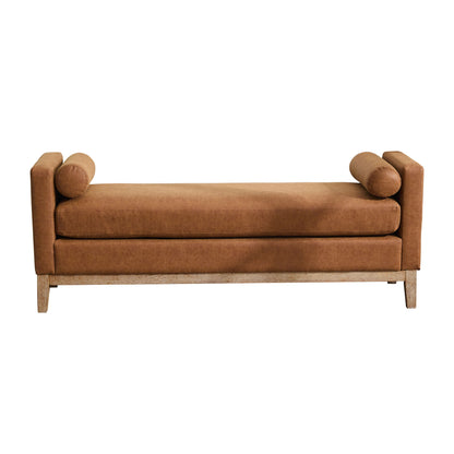 Elegant Upholstered Bench Daybed Ottoman With Bolster Pillows