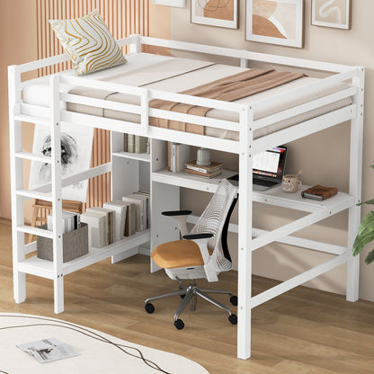 Loft Bed With Built In Desk And Multifunction Shelves