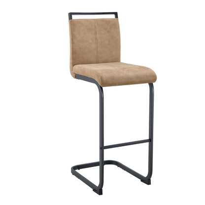 Modern Tech Fabric Bar Stool (Set of 2) With Metal Legs 42.5" Tall For Home Bar & Restaurant - Black / Brown