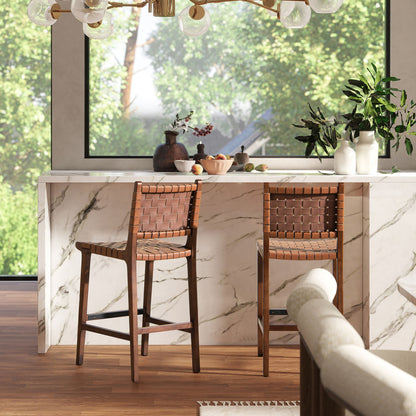 Andre - Counter Stool With Back - Pecan Brown