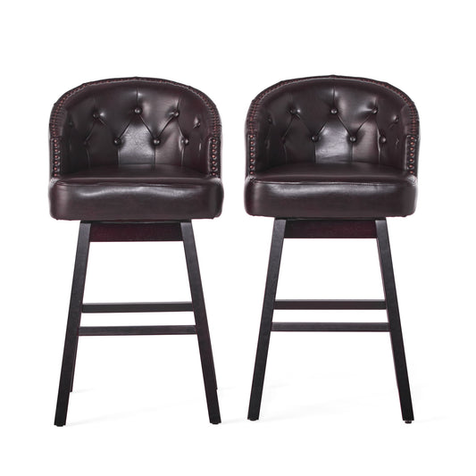 360 Degree Swivel Bar Stool With Stunning Nailhead Trim (Set of 2)