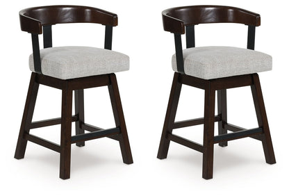Haddigan - Upholstered Swivel Barstool (Set of 2) - Dark Brown