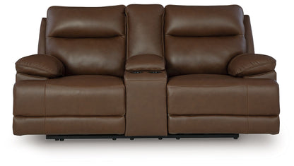 Vonryan - Power Reclining Loveseat With Console / Adj Headrest - Tobacco