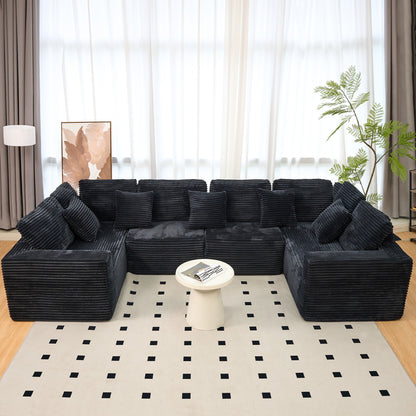 Modular U Shaped Sectional Sofa With Reversible Design