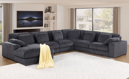 Nadine - Corduroy Modular Corner Sectional Sofa With Left Facing Chaise