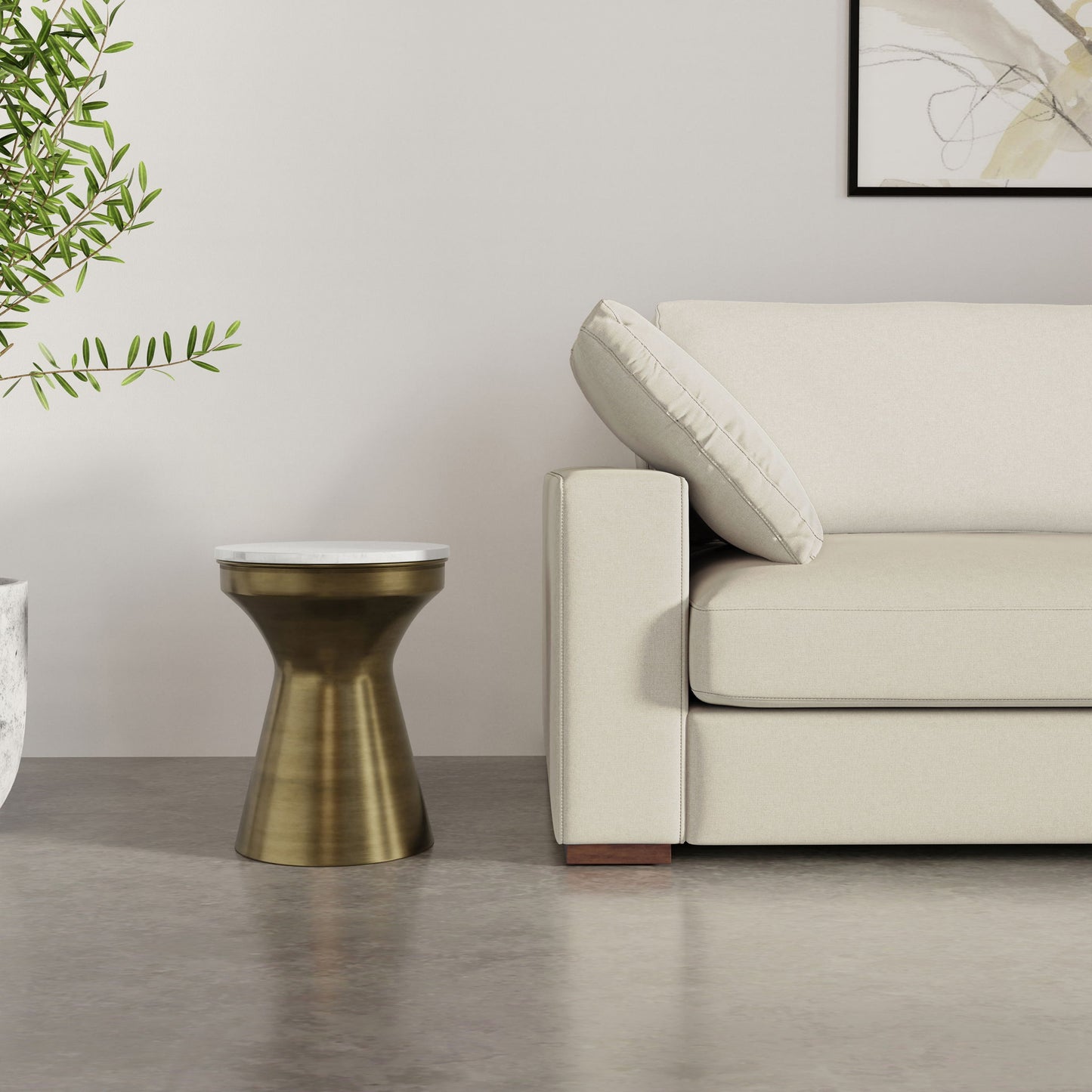 Raquel - Side Table - Antique Brass / White