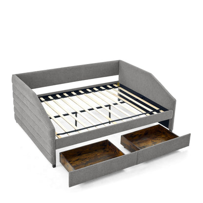 Elegant Daybed With Trundle Upholstered Tufted Sofa Bed