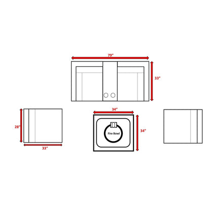 Patio Conversation Set & Cushions, Seats 4 - Gray Mix