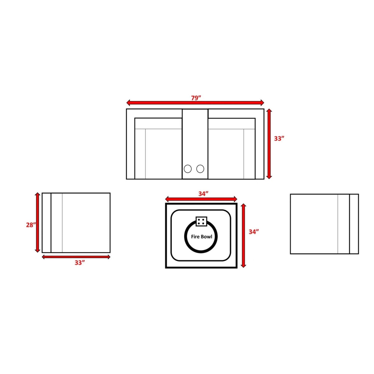 Contemporary Patio Seating Set With Fire Pit