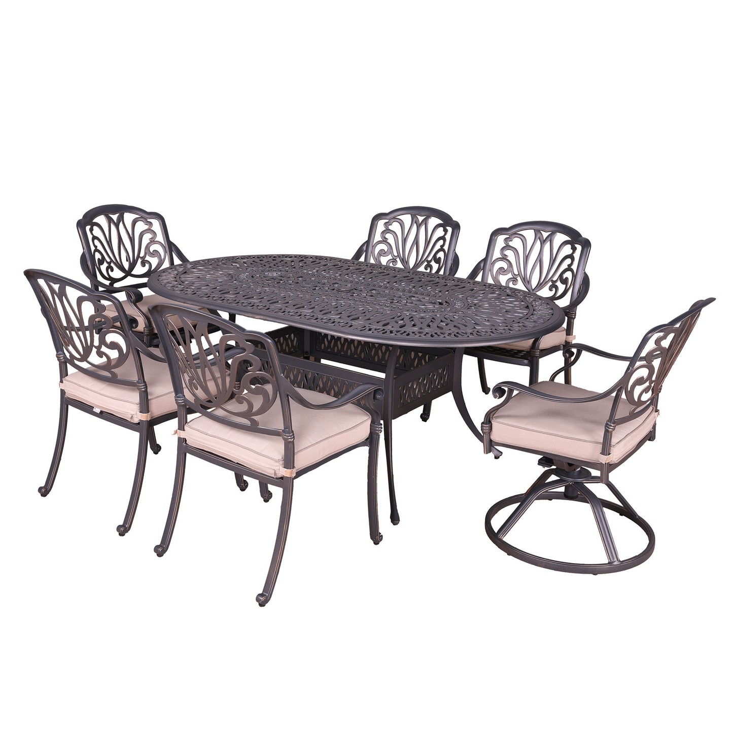 Oval Aluminum Dining Set With Cushions