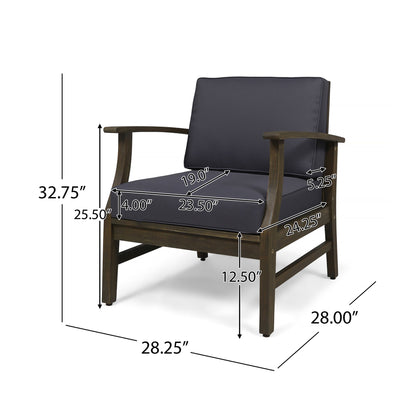 Enchanting Outdoor Club Chair With Slat Panel Design And Water Resistant Cushion - Dark Gray