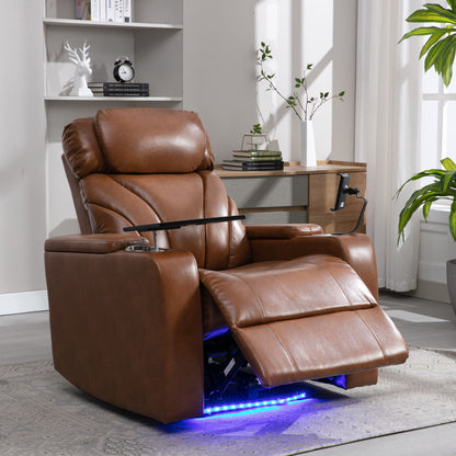 Power Motion Recliner Electric Power Recliner With USB Charging Port, Hidden Arm Storage, Convenient Cup Holder And Bluetooth Speaker