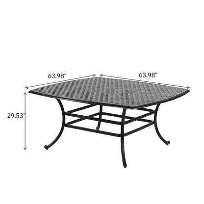 Square 8 Person 63.98" Long Dining Set With Dupione Brown Cushions