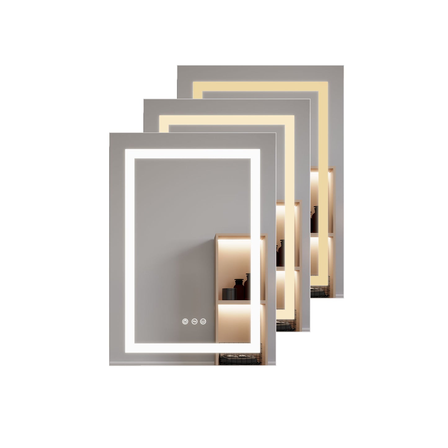 Bathroom Medicine Cabinet With LED Mirror, Anti-Fog, Waterproof, 3000K~6000K Single Door Lighted Bathroom Cabinet With Touch Swich