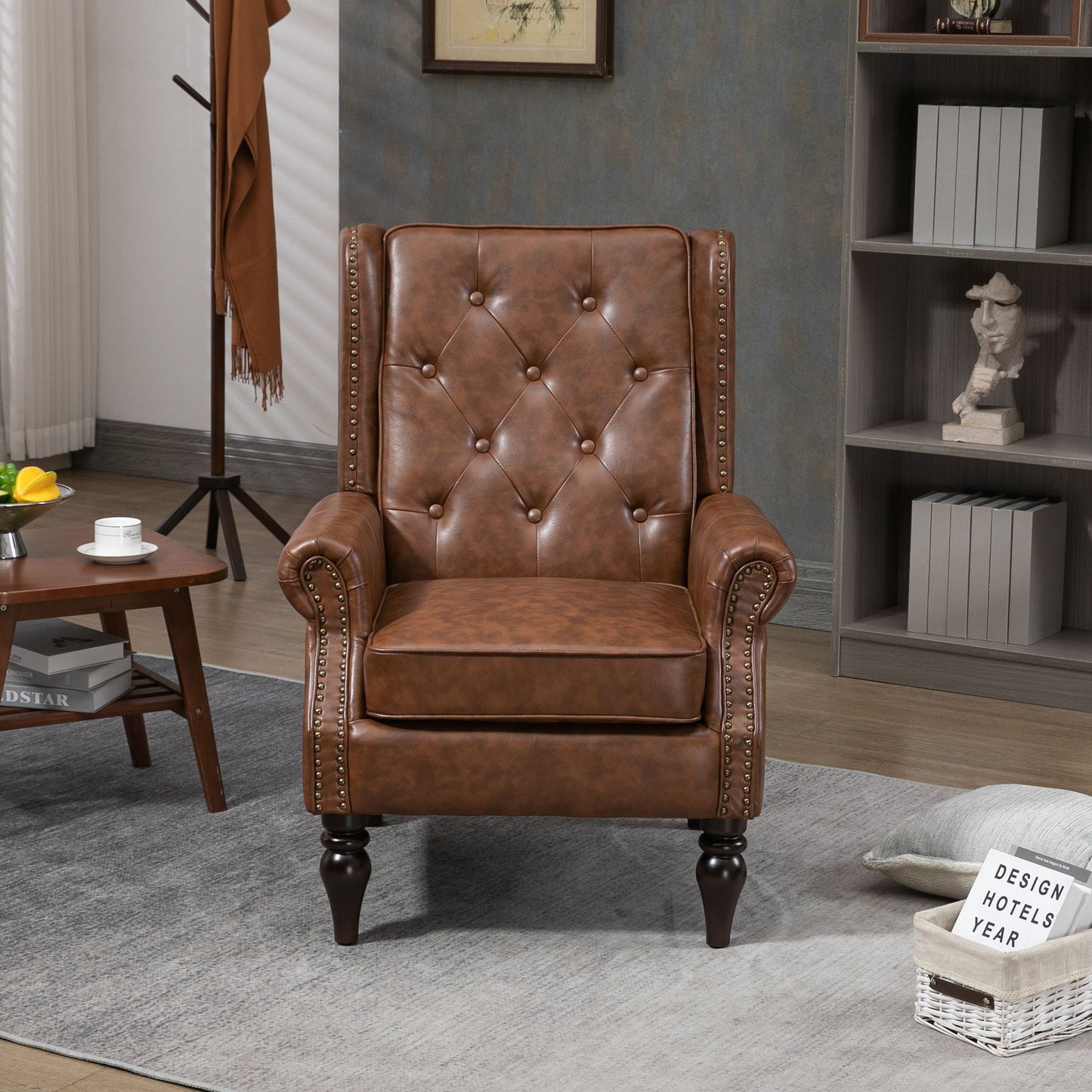 Modern Accent Armchair With Sturdy Wood Legs