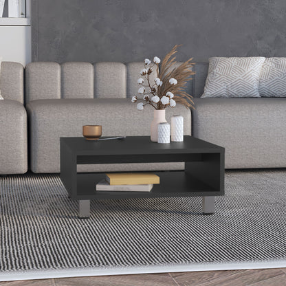 Coffee Table 1 Shelf, 4 Legs - Black