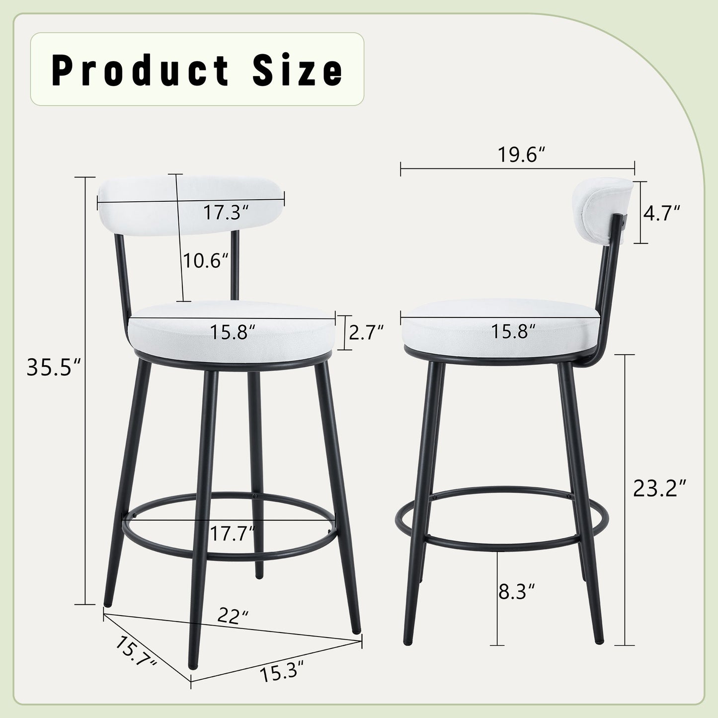Fashionable Ergonomic High Legged Bar Chairs (Set of 2)