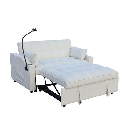 Modern Velvet Loveseat Futon Sofa With Pullout Bed, Adjustable Reclining Backrest, Toss Pillows