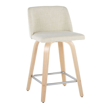 Toriano - Contemporary Fixed Height Counter Stool Swivel With Square Footrest (Set of 2)