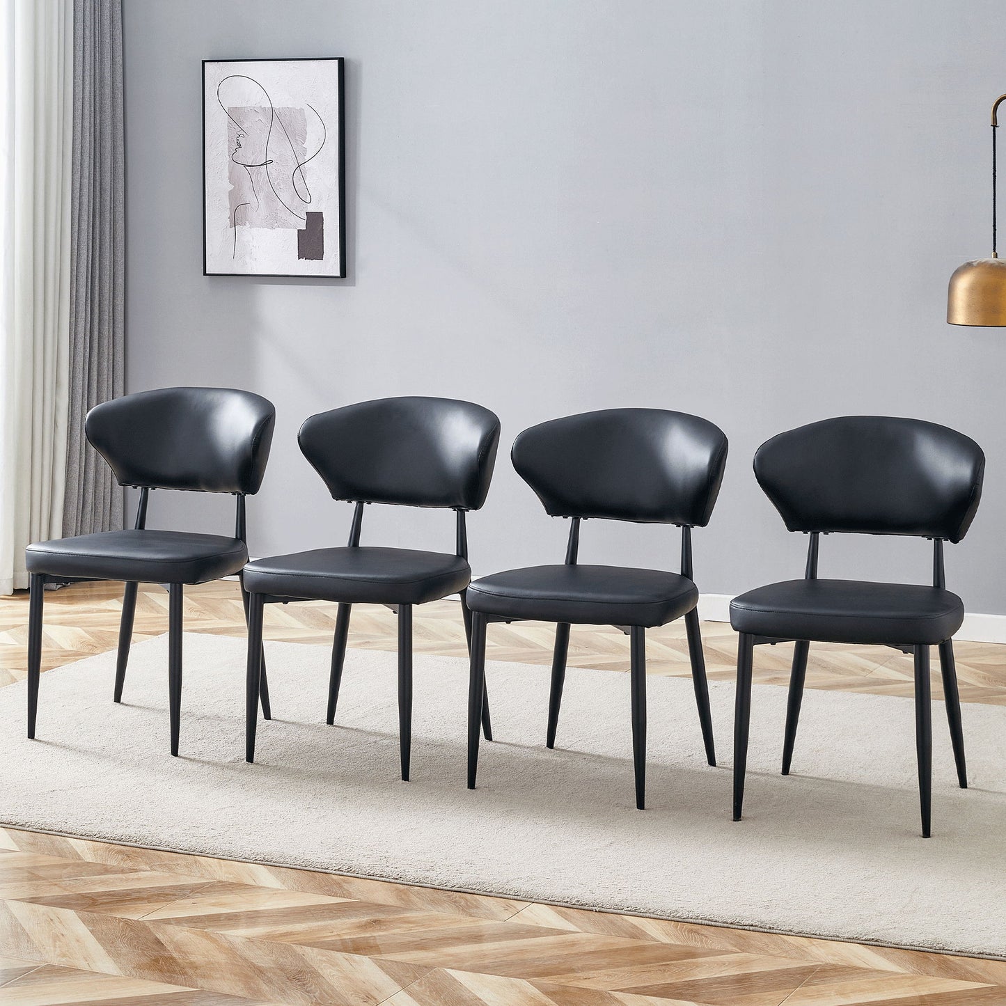 Minimalist Ergonomic Dining Chair With Curved Backres (Set of 4)
