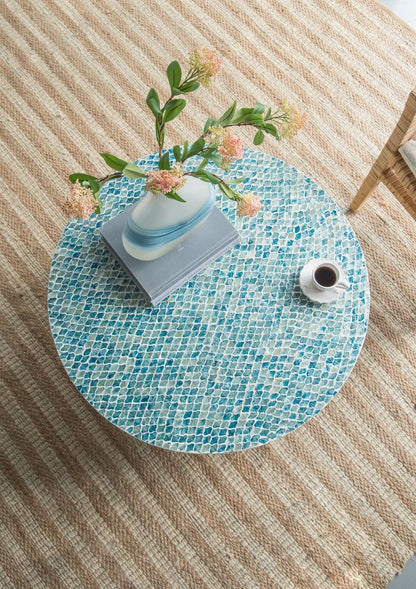 Unique Capiz Coffee Table & Pedestal Base