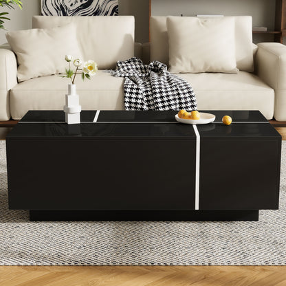Extendable Coffee Table With 2 Hidden Storage Space And 2 Drawers For Living Room