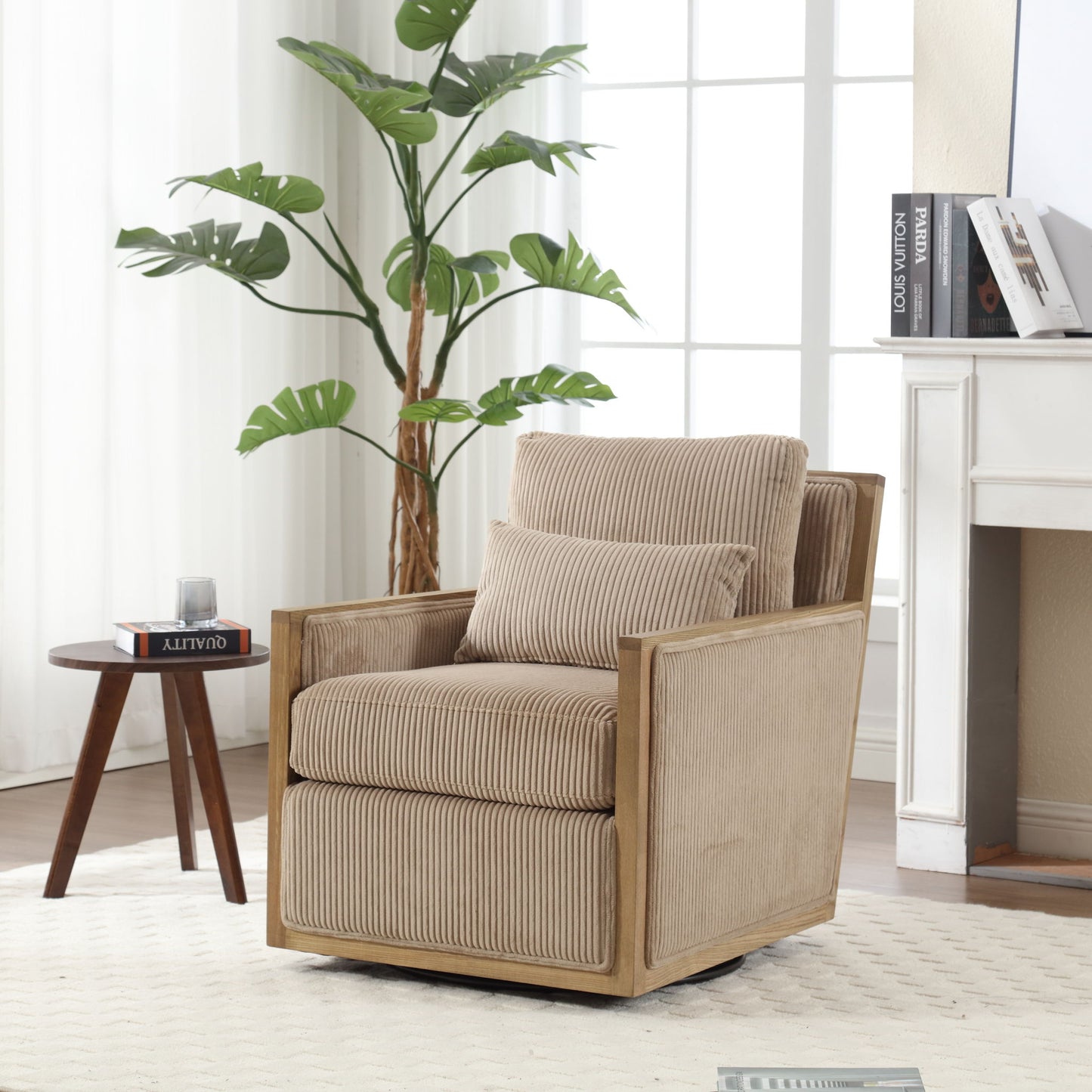 Comfy Accent Barrel Chair, 360 Degree Swivel