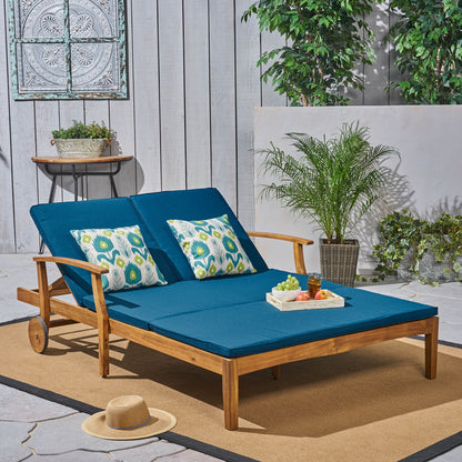 Etherealize - Outdoor Adjustable Double Chaise Lounge With Water Resistant Cushions