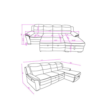 Coco - Blanche Sofa Bed With USB - Dark Gray