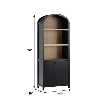 Modern 3 Shelf Open Arched Bookcase Cabinet